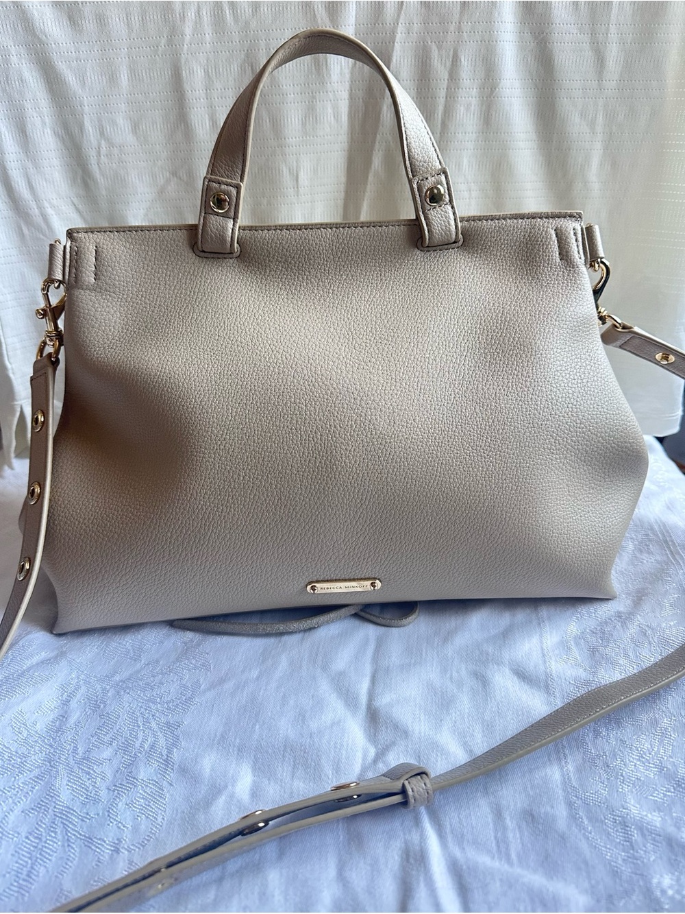 Rebecca Minkoff Pebbled Leather Shoulder Bag With Gold Hardware